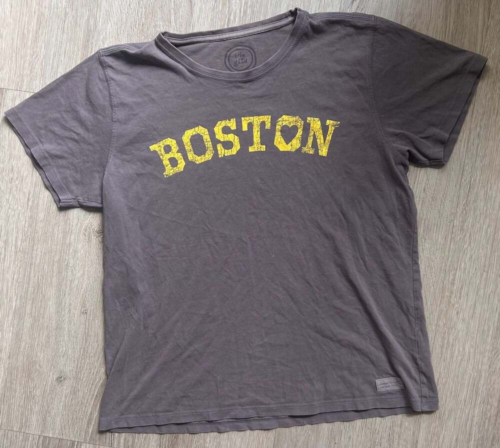 Woman’s Life is Good Boston Nothing Is Stronger Than Love Gray Crusher T-Shirt